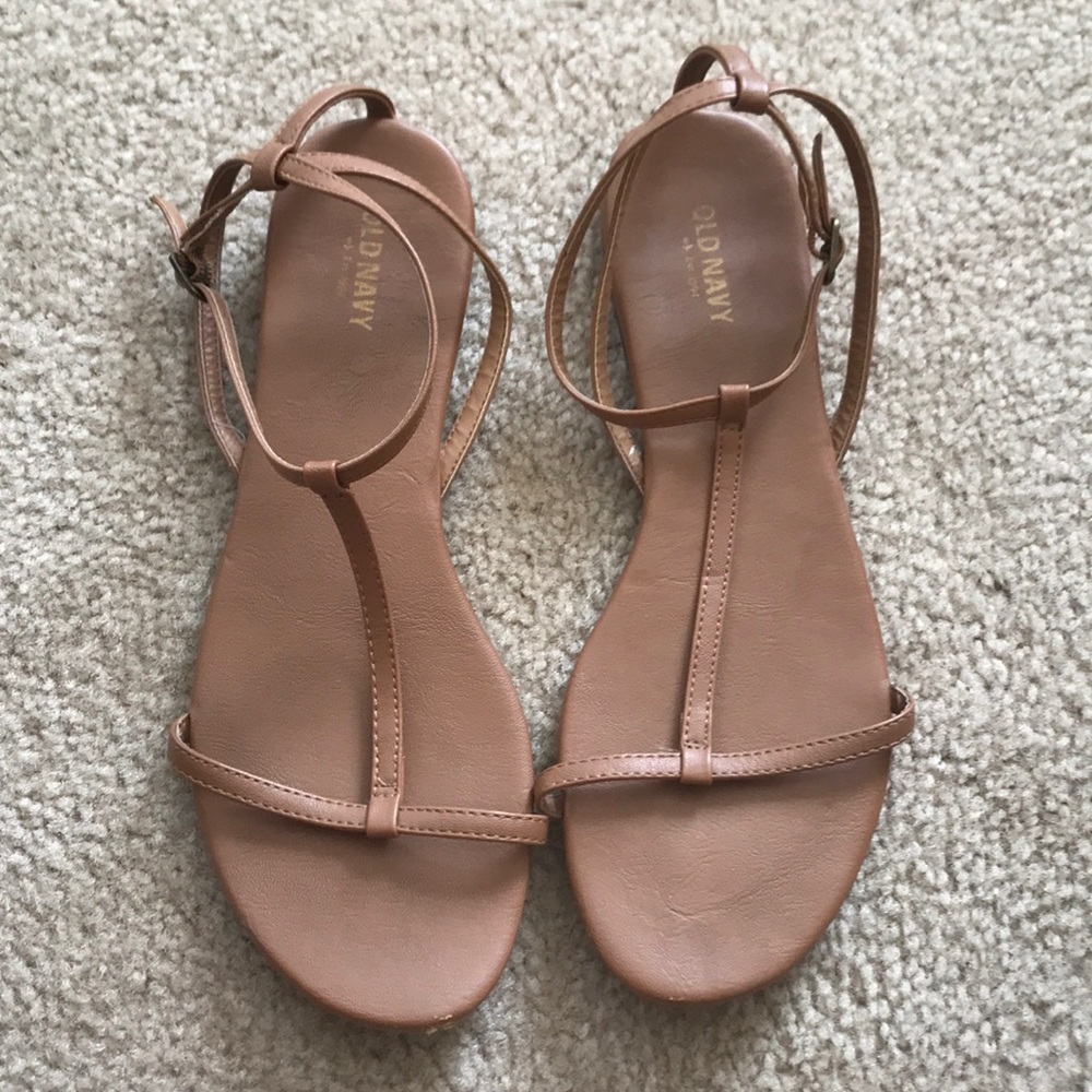 Brown T strap sandals